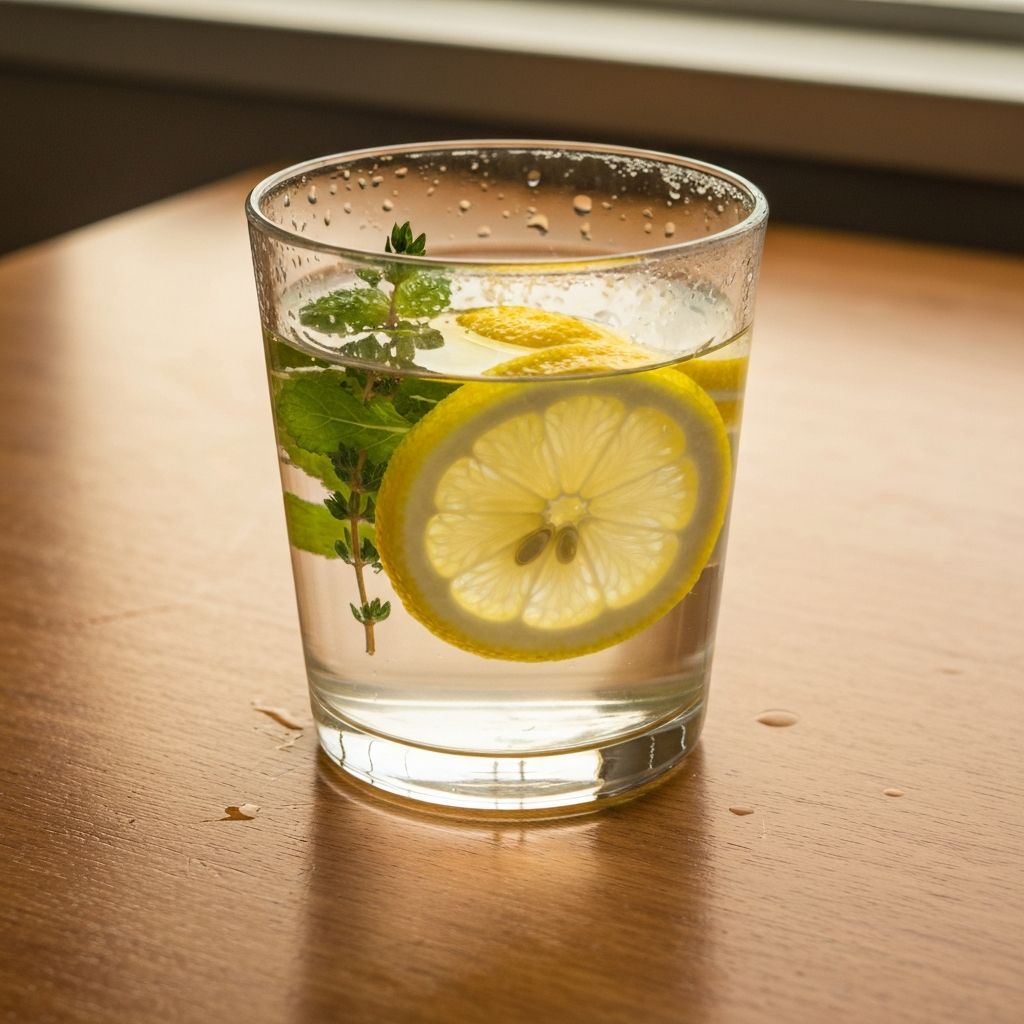 Glass of fresh water with lemon